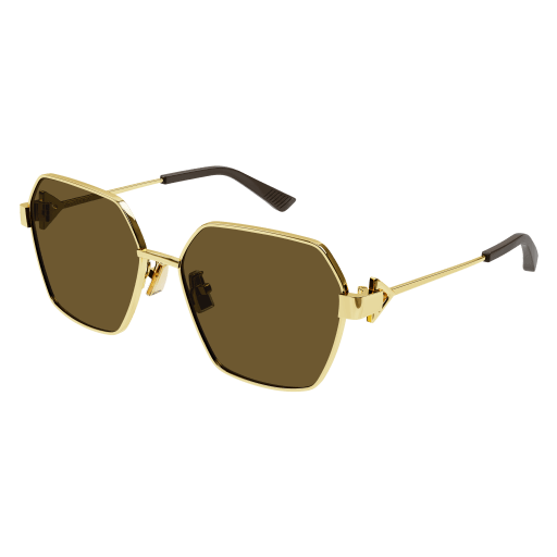 Bottega Veneta Sonnenbrille Woman Geometrisch-Richtungsbetont Asian Smart Fitting Gold Met BV1224S Italy