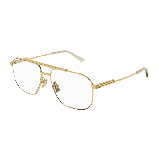 Bottega Veneta Brillenfassung Unisex Aviator Asian Smart Fitting Gold Met BV1159O Italy