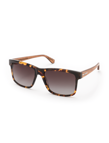 WOODFELLAS Sunglasses Basic Blumenberg 10779 Holz/Acetat zebrano/crystal orange